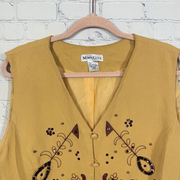 Vintage 90’s Y2K 100% Silk Vest Women’s XL Beaded Western Coastal Grunge - Picture 3 of 11